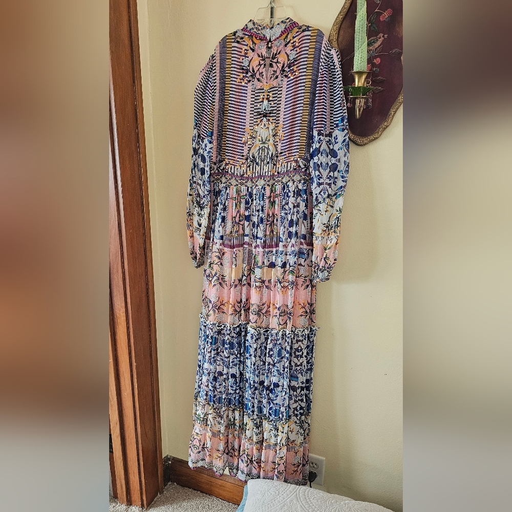 Anthropologie Multicolor Long Sleeve Maxi Dress